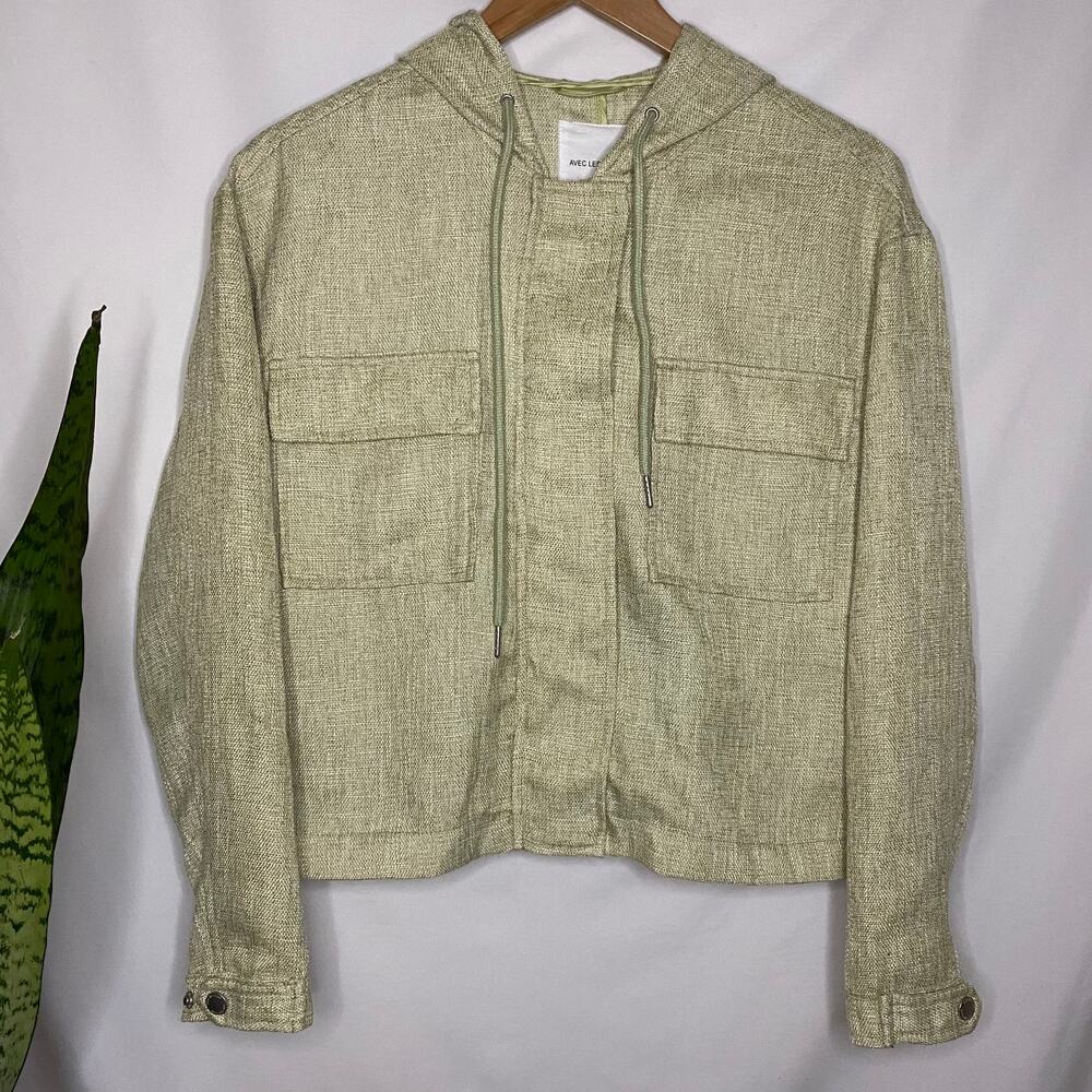 Avec Les Filles| Women's lightweight relaxed cropped zipper jacket